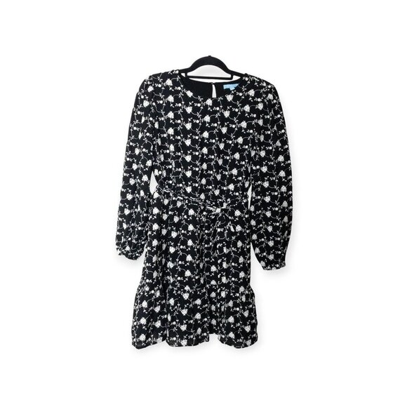 Black and White Floral Dress SZ M Rose Print Size M Boho Draper James - Picture 1 of 10